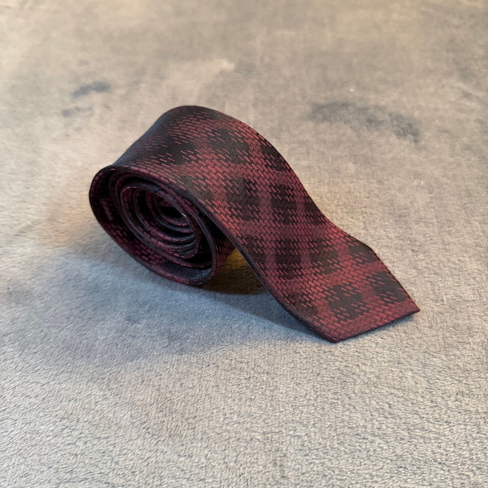 Marc Anthony Slim Necktie Mens One Size Burgundy Black Geometric Silk